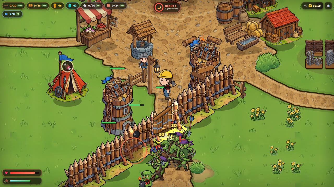 Goblins attacking the palisade at night